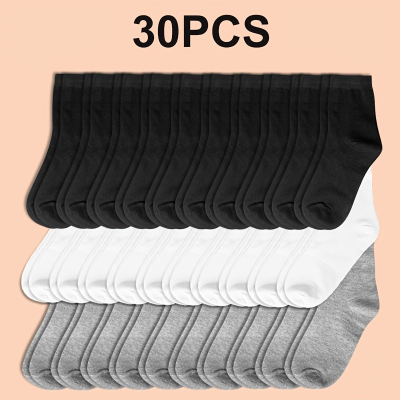 10 20 30 Pairs Solid Sports Socks Women's Stockings