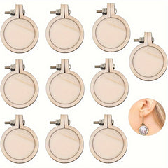 10pcs Mini Wood Hoop Ring DIY Pendant Embroidery Frame