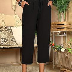 Elastic Waist Button Decor Pants for Women