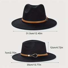 Retro Woolen Jazz Hat with Monochrome Belt