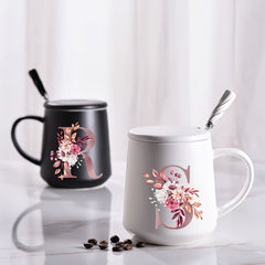Letter Flower UV DTF Cup Stickers Mauve Foil Floral Alphabet Self Adhesive
