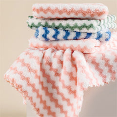 5pcs Microfiber Striped Dish Cloths Coral Velvet Towels for Kitchen Bathroom Car