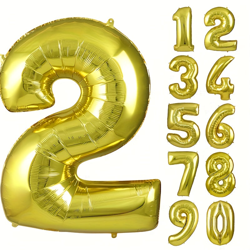 40 Inch Light Golden 0 9 Number Birthday Party Balloons Set
