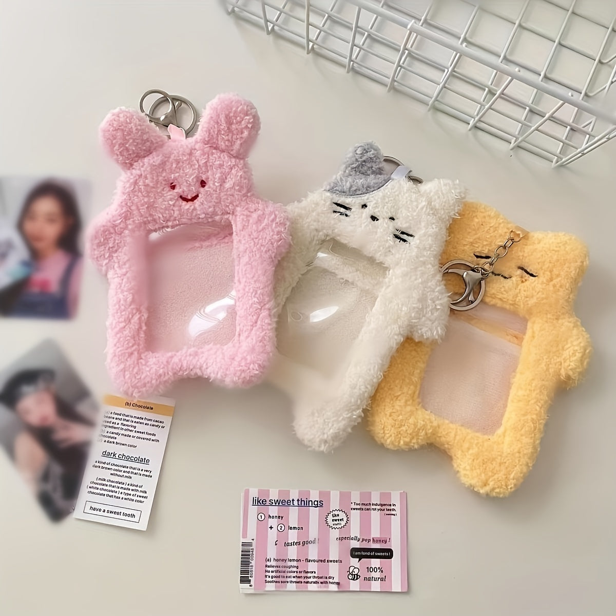 Cartoon Plush Photocard Holder ID Card Cover Protective Case