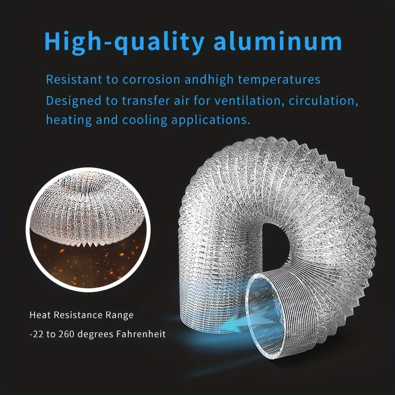 10-16cm Dryer Vent Hose Flexible Foil Non-Insulated, 8 Feet with 2 Clips