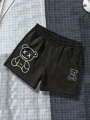 Bear Print Boys Comfortable Quick Drying Shorts for Summer