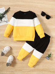 Baby Boy's Cotton Casual Set Patchwork Top & Trousers