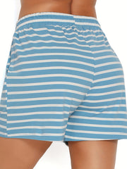 Stripe Print Drawstring Shorts Casual Elastic Waist Women's Clothing
