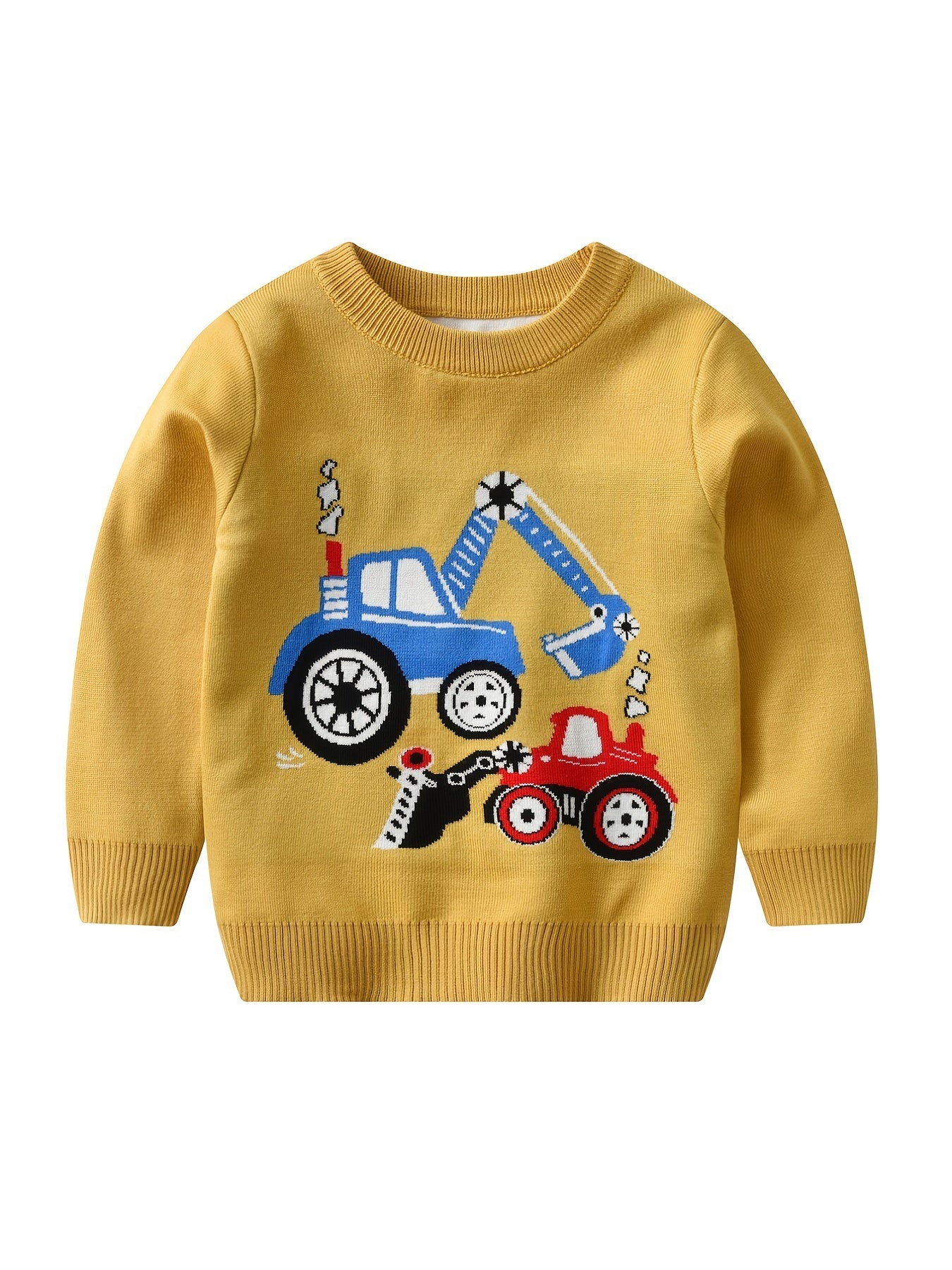 Boys Sweater Cartoon Engineering Vehicle Pattern Knit Pullover