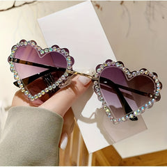 Kids Rhinestone Heart Sunglasses UV Protection