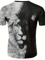 Men's Lion Graphic Tee for Summer Outdoor Activities