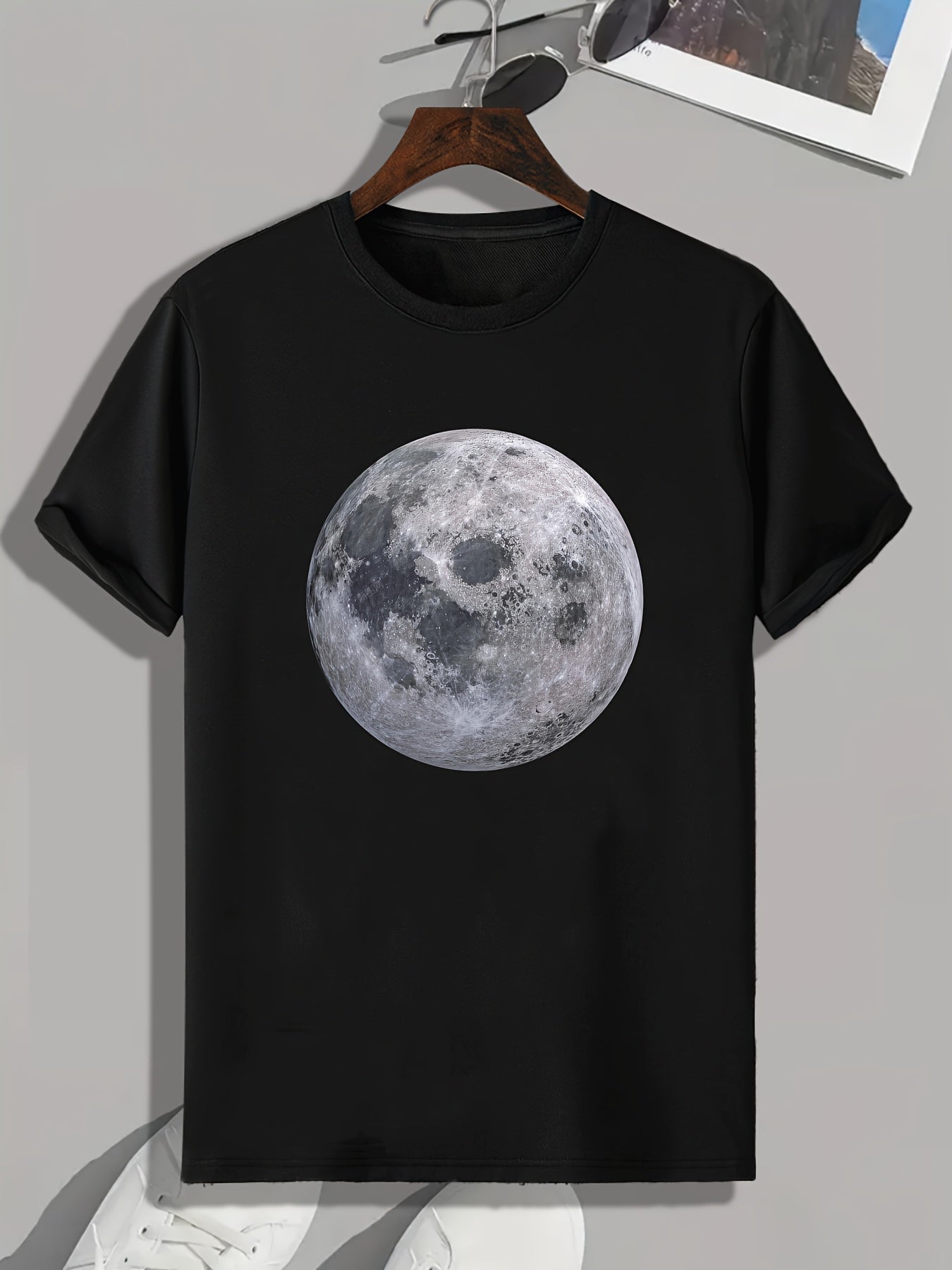 Moon Print Men's Graphic T shirt for Summer