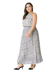 Sleeveless Snakeskin Print Maxi Dress Women's Plus Sexy Long Dress