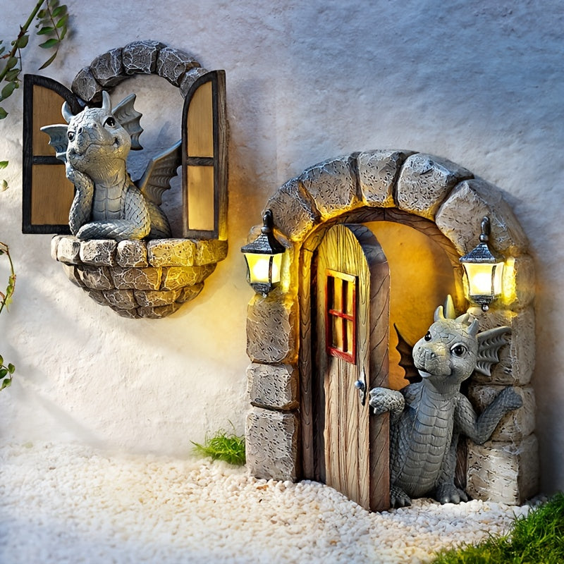 Dragon Garden Ornament Resin Craft Statue Dragon Wall Statue Outdoors