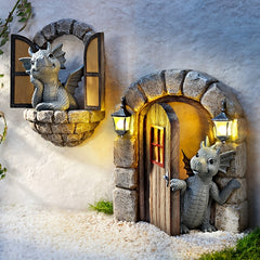 Dragon Garden Ornament Resin Craft Statue Dragon Wall Statue Outdoors