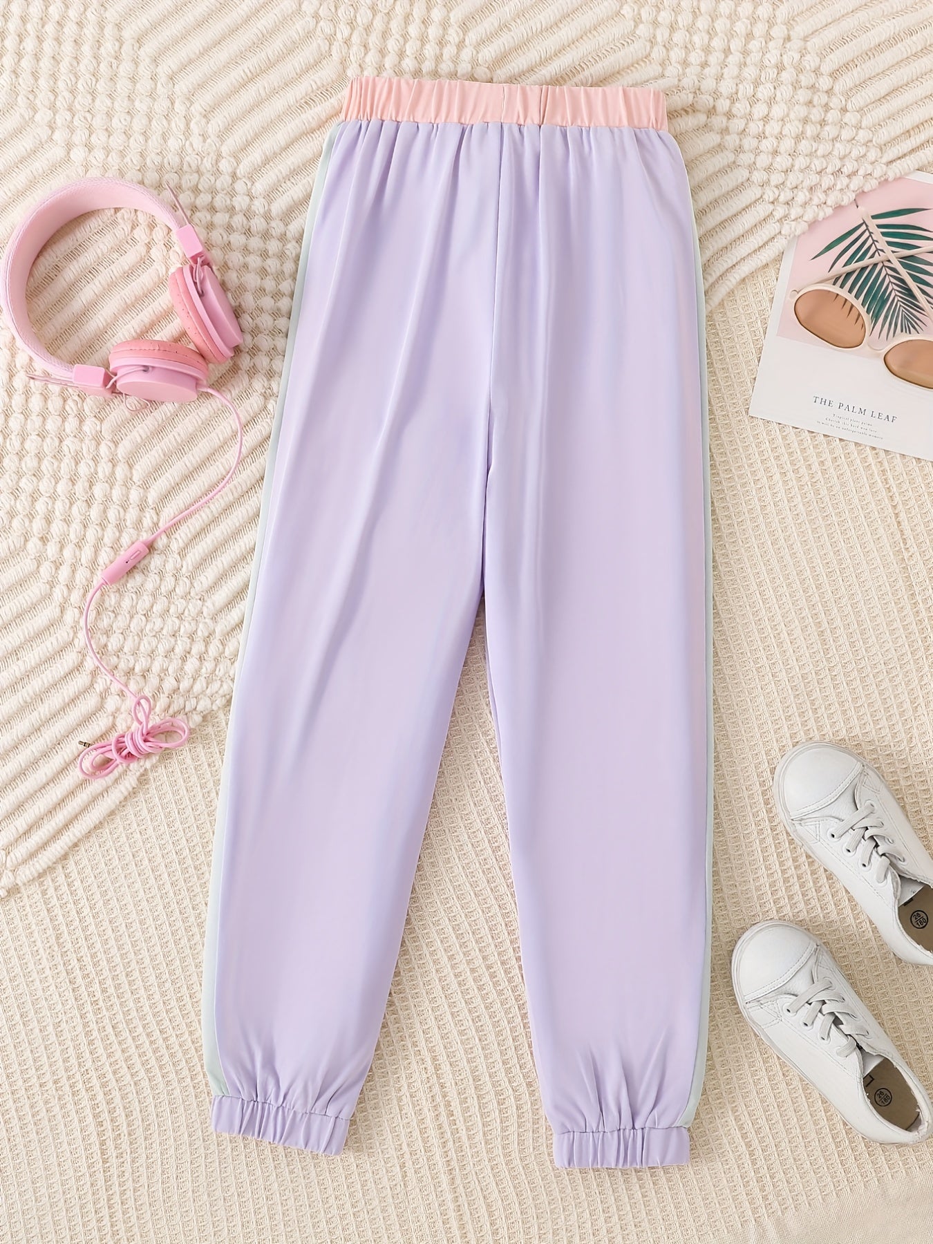 Toddler Girls Block Sweatpants Elastic Waist Casual Sport Jogger Pants