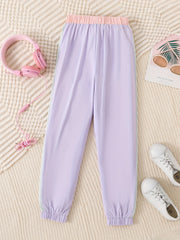 Toddler Girls Block Sweatpants Elastic Waist Casual Sport Jogger Pants