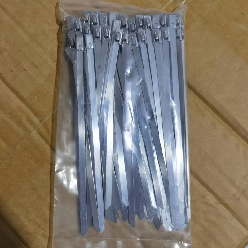 100pcs Stainless Steel Heavy Duty Self Locking Cable Ties for Exhaust Packaging