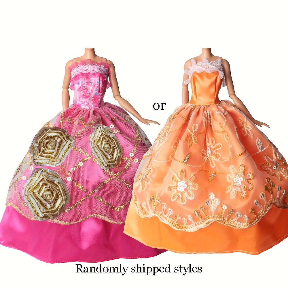 5pcs Doll Wedding Gowns & Party Dresses Polyester
