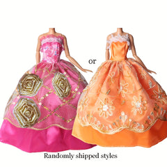 5pcs Doll Wedding Gowns & Party Dresses Polyester