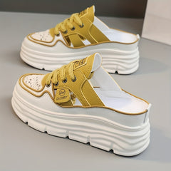 Women's Breathable Platform Mule Sneakers Lace Up Shoes