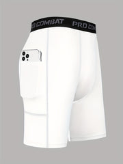 Men's Compression Shorts With Pocket Moisture Wicking Base Layer