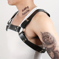 Men's Adjustable PU Leather Chest Harness for Cosplay Party
