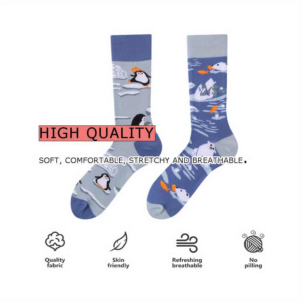 Asymmetrical Pattern Funny Socks Novelty Crew Socks