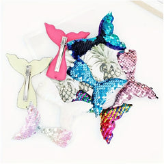 8pcs Children Mermaid Tail Flip Sequin Hair Clip Set