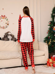 Plaid Xmas Pajama Set Long Sleeve Top & Pants Sleepwear