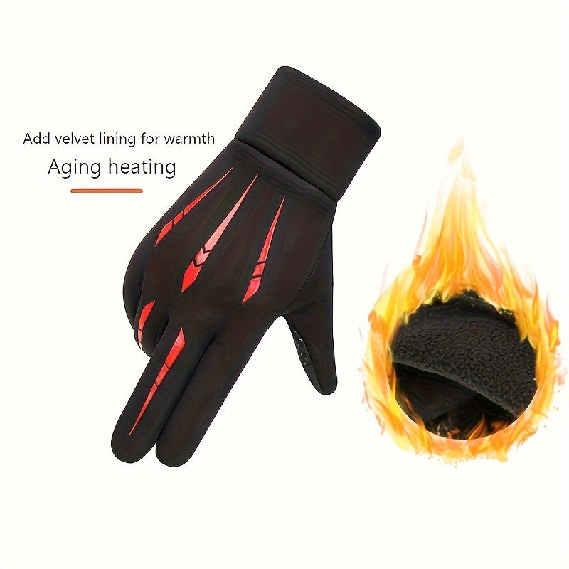 Men's Winter Cycling Gloves Touch Screen Windproof Warm Outdoor Activities Plus