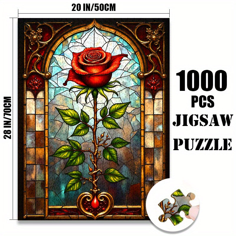 Gothic Rose Stained Glass Jigsaw Puzzle 1000pcs