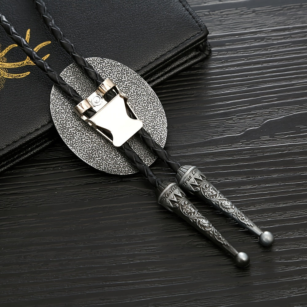 Men's Western Style Tie Necklace with Metal Accents