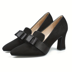 Women's Bowknot Slip-On Cone Heel Shoes