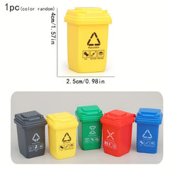 Dollhouse Mini Trash Can with Openable Lid - Cute Dollhouse Decoration