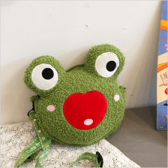 Cute Frog Plush Messenger Bag for Girls