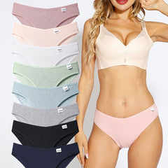8pcs Ribbed Bikini Panties Comfortable Cotton Women's Lingerie