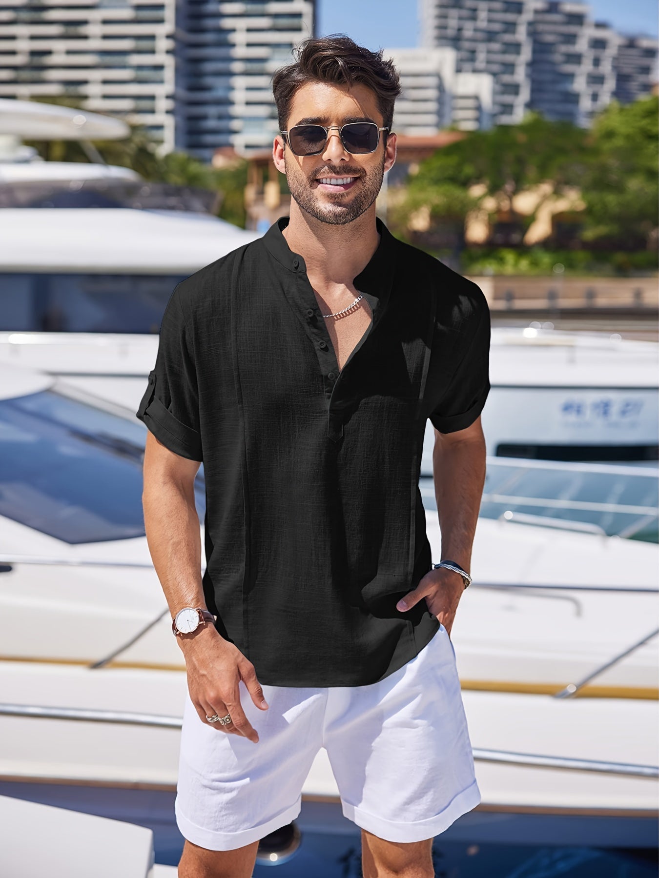 Men's Casual Trachten Shirt For Summer Vacation