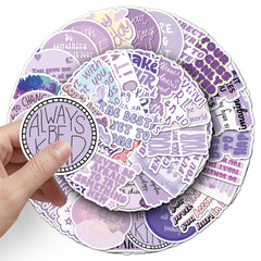 50pcs Purple Motivational Stickers Waterproof & Reusable Inspirational Phrases