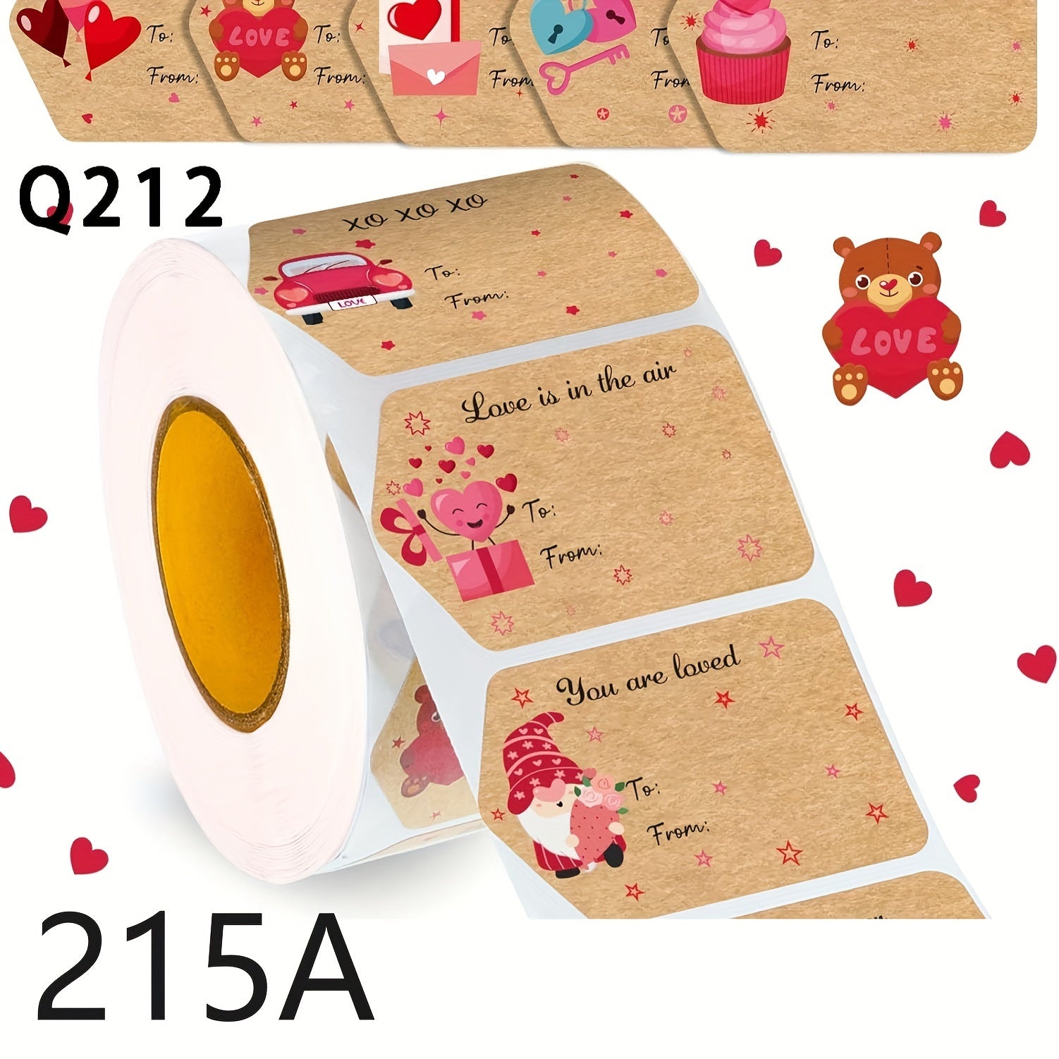 250 Heart Stickers Roll Gift Series Adhesive Labels