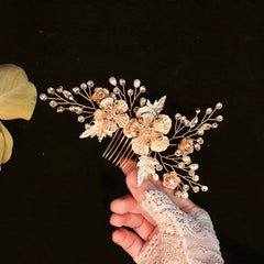 Floral Pearl Crystal Wedding Comb Bridal Hair Accessory