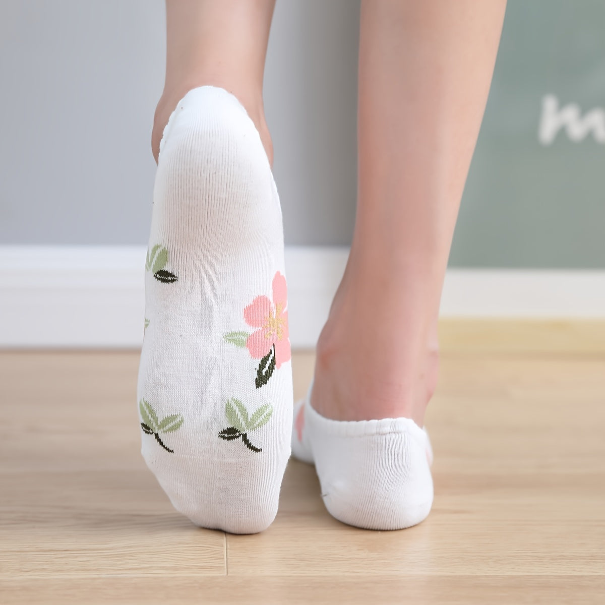 5 Pairs Floral Ankle Socks Mixed Cotton Stockings