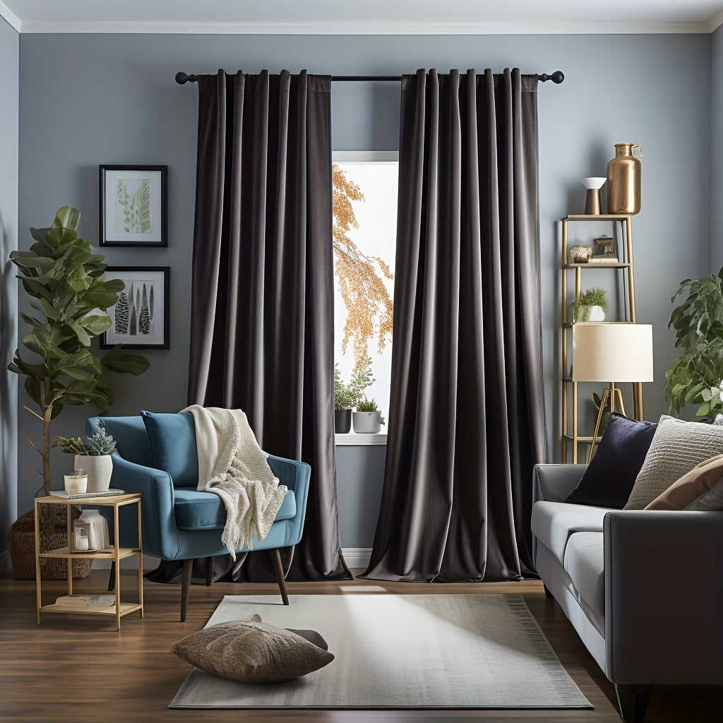 1panel Solid Curtain For Living Room And Bedroom Office Home Decor