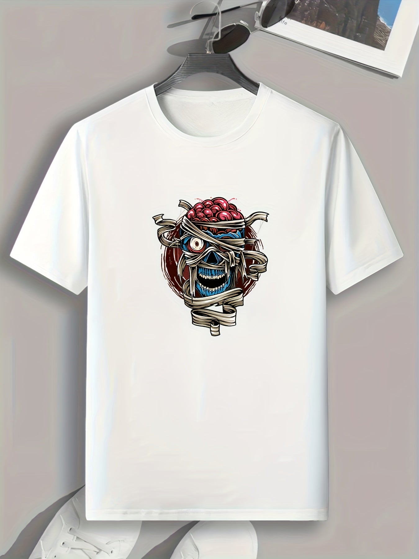 Cherry & Skull Pattern T-shirt Men's Summer Casual Tee Gift