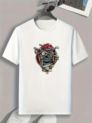 Cherry & Skull Pattern T-shirt Men's Summer Casual Tee Gift