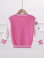 Girls' Block Embroidery Knitted Varsity Jacket