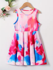Girls Sleeveless Butterfly Graphic A Line Dress