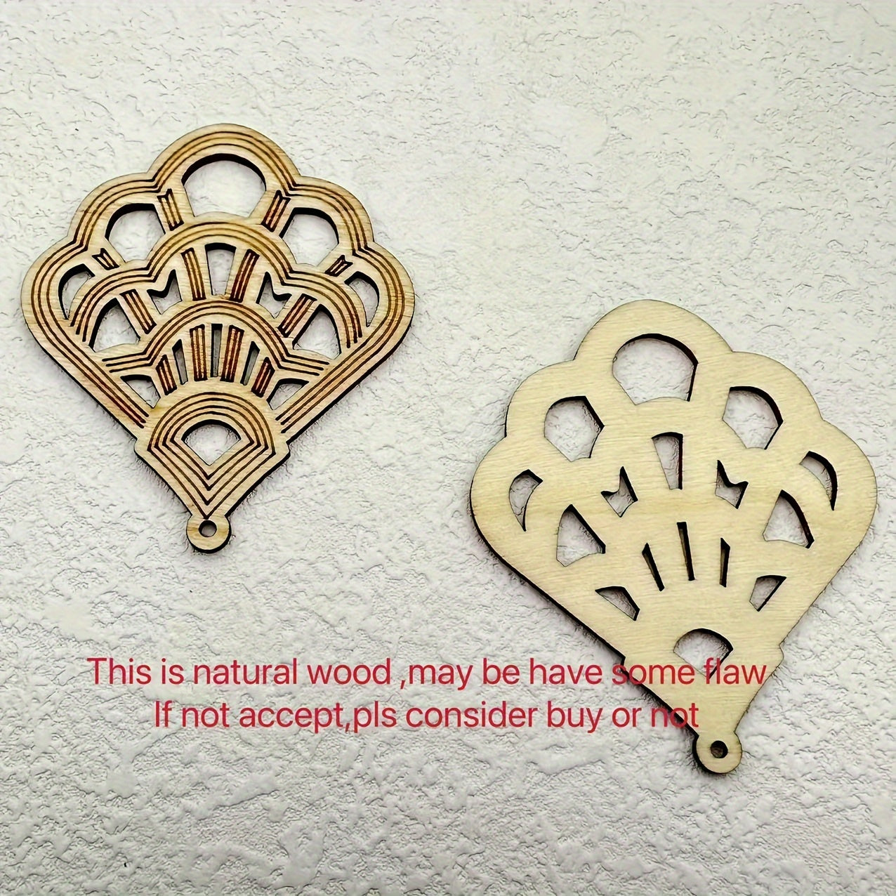 10pcs Shell Shape Sliced Pendant Home Decoration Wooden Crafts