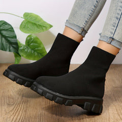 Women's Casual Stretch Knit Mid Calf Sock Boots