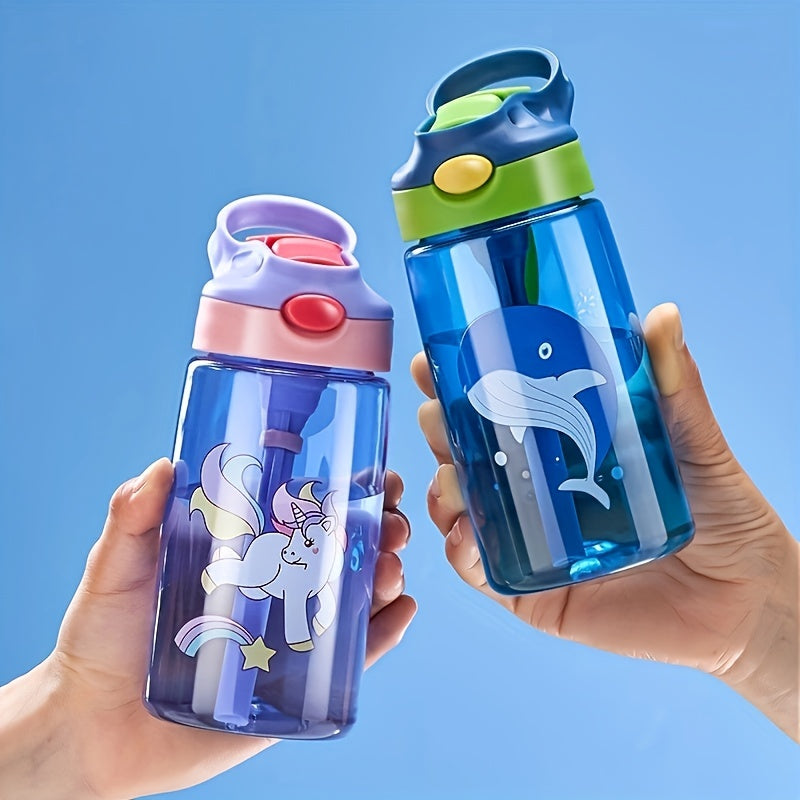 480ml 16.2oz Water Cup Student Female Anti-fall Portable Straw Bottle